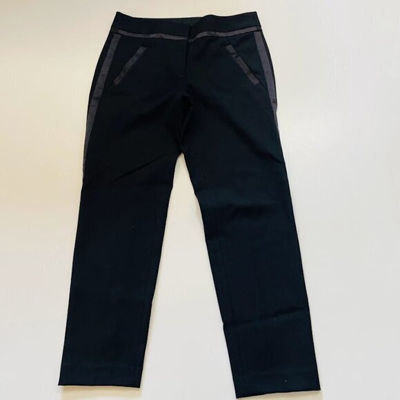 Ann Tyalor LOFT Pant Trouser Tuxedo Satin Black Marisa Ankle Zipper Evening - Picture 1 of 8